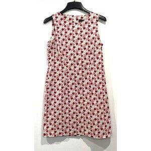 Vtg Herman Geist Red Pink Rose Floral Sleeveless‎ Cottagecore Sheath Dress 10